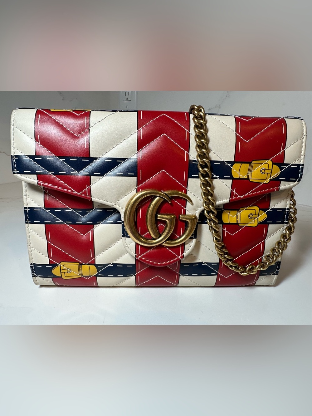 Gucci Marmont Trompe L'Oeil Wallet on Chain